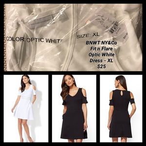 BNWT NY & Co optic white fit and flare dress - XL